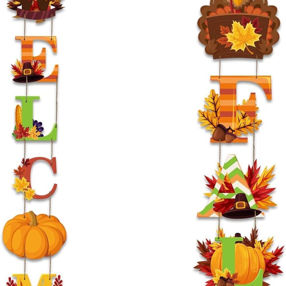 Thanksgiving Welcome Hanging Sign Autumn Harvest Hanging Sign Door Decor for Tha